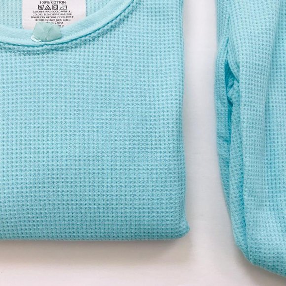 Girls Winter Warm Cotton Thermal 2 PCS Set Top+ Pants, Teal Blue,  L - Picture 4 of 5